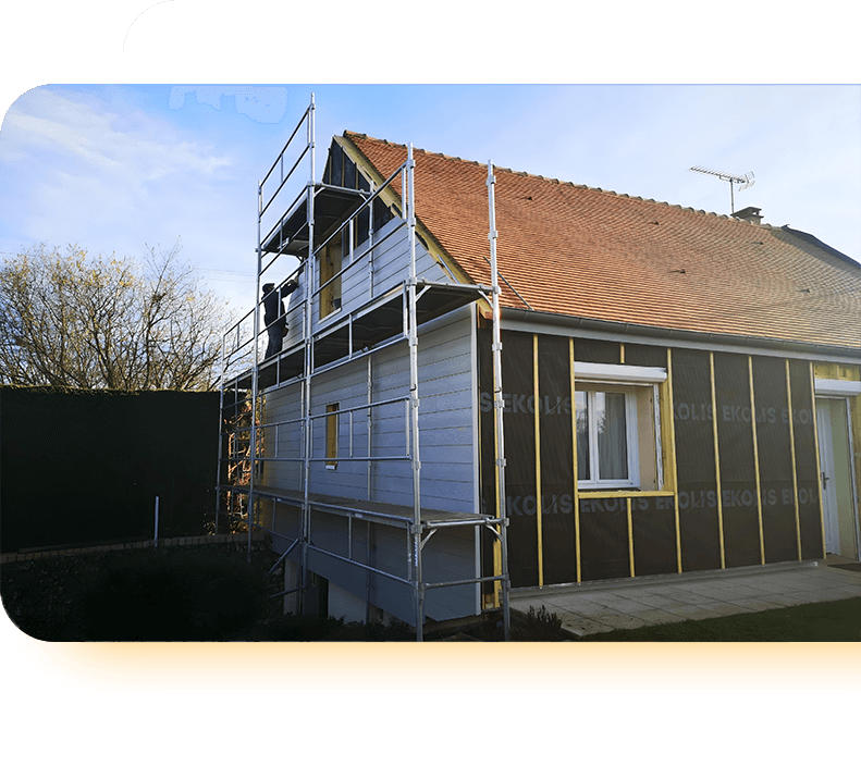 Maison en rénovation d'isolation par l'extérieur